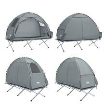 SoBuy Camping Tent, Single Tent, Light Grey, Approx. 193x160x86cm (WxHxD) With Lamp Hook And Shoe Storage Pockets, 2-In-1 Tent For 1 Person, Practical OGS32-II-HG - Grey - View 9
