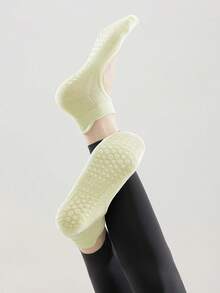 2/4/8 Pairs Women's Socks, Solid Color Assorted, Mesh Backless Non-Slip Dotted Sports Ankle Socks, Suitable For Pilates, Yoga, Indoor Sports, Birthday/Holiday Gifts - Multicolor - View 6