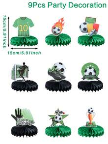 9pcs Soccer Theme Party Honeycomb Decorations, Soccer Party Backdrop Decor, Photo Props, Soccer Birthday Party Decorations, Soccer Sports Party Tabletop Paper Decorations, Soccer Theme Birthday Party Decorations, Home Decor, Room Decor, Soccer Party Table Centerpiece Decorations, World Cup Party Decorations, Soccer Party Supplies, Birthday Gift, Party Favors - Football - View 5