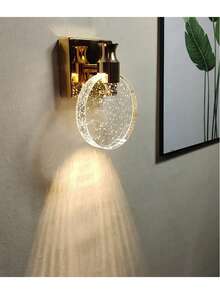 1pc Modern Crystal Wall Lamp With Bubble Shade - 5W LED Light, Battery-Free Design, Suitable For Bedroom, Living Room, Hallway, Entryway And Bedside Decor - Multicolor - View 8