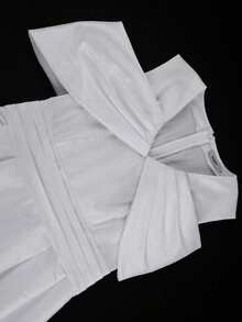 Đầm dạ hội dáng chữ A cổ chữ V màu trắng khoét rỗng thanh lịch - trắng - Xem 7