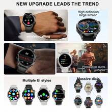 Montre connectée sport pour hommes Fanwear, Montre 5 Pro, avec écran tactile HD complet, appels sans fil, contrôle d'accès NFC, trajectoire GPS, suivi de la condition physique avec moniteur de sommeil, appel vocal, compteur de pas, boîtier carré, compatible avec iPhone et Android, pour les sports et les activités de plein air - Voir 3
