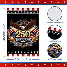 250th Anniversary American Flag 1776-2026, Embroidered Style Patriotic Garden Flag With Eagle & Liberty Bell, Double Sided Burlap Yard Flag For USA 250th Celebration - 樣式1 - 查看 3