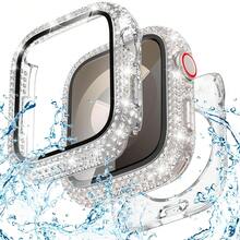 40mm Waterproof Bling Case With Screen Protector For Apple Watch SE/Series 4-6, Sparkling PC Front Bumper & Hollow Back Cover, Splash-Resistant Easy Install - 無色 - 查看 10