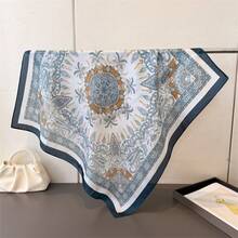 1pc Women's Summer Solid Color Scarf, 70x70cm Square Neckerchief Headband,Beach,Holiday,Travel Essential,Holiday - Baby Blue - View 4