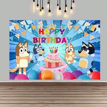 狗狗生日派对拍照背景横幅，生日快乐摄影背景 - 彩色 - 查看 21