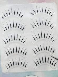 5对偶像团体假睫毛，A型卡通恶魔自然日常日系少女cosplay妆容透明轻盈睫毛 - 查看 9