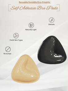 1 Cặp miếng đệm ngực tự dính hai mặt, miếng đệm ngực có thể tái sử dụng, miếng đệm ngực dày dặn, không nhìn thấy được, chống thấm nước, thích hợp cho bơi lội. - màu đen - Xem 3