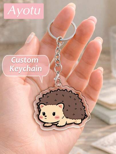 Ayotu Customized Transparent Acrylic Keychain With Personalized Design - Transparent Keychain Suitable For Backpacks, Gifts, Promotions, Can Customize Company Logo, QR Code Gifts And Anniversary Souvenirs - Customized Commemorative Accessories, Gifts Suitable For Weddings, Promotions, Company Gatherings, Friends And Family; Cute Keychain, Promotional Giveaways