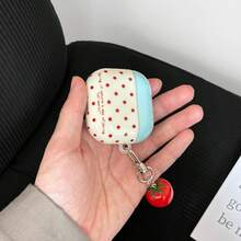 Capa para AirPods Pro 3 com estampa coreana criativa, azul com bolinhas vermelhas e tomate 3D, compatível com Pro 2 (novo modelo). Capa fofa e minimalista da Apple para fones de ouvido de 1ª e 2ª geração, personalizada para meninas. - off white - Ver 5