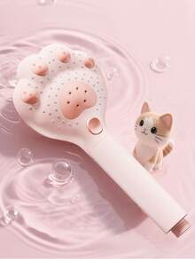 1 Vòi sen cầm tay điều chỉnh được, thiết kế hình móng vuốt mèo dễ thương, 3 tốc độ massage, thích hợp để treo và lắp đặt trên tường phòng tắm bằng chất liệu nhựa (Đen, Hồng, Trắng) - Đầu vòi sen hình chân mèo - Xem 5