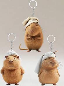3pcs Funny Capybara With Bath Towel Acrylic Keychain, Lovely Bag Charm Key Chain Accessory - Kapibala Towels - View 12
