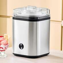 Heladera, 2 L, máquina para hacer helados eléctrica, automática, de gran capacidad, fácil de usar y limpiar, con carcasa de acero inoxidable, para yogur helado casero, sorbete de frutas, plata - Plateado - Ver 8