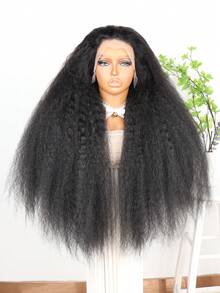 180% Density Yaki Straight Lace Front Wig For Women, Black Fluffy Style, Yaki Straight 10-36 Inch Mixed Hair 13*4 Lace Front With Natural Hairline, Comfortable & Durable, Suitable For Daily Wear, Family Gatherings, Holidays, Parties - SNatural - View 3