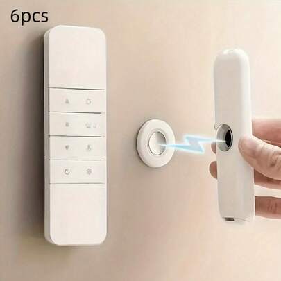 Bộ 6 giá đỡ điều khiển từ xa từ tính, phù hợp với điều khiển TV và máy lạnh. Không cần khoan, dễ lắp đặt và tiết kiệm không gian. Móc treo từ tính dán tường không cần khoan. Chất liệu nhựa ABS hoặc kim loại chắc chắn với nam châm mạnh và lớp keo dính. Màu trắng. Giá đỡ từ tính dán không cần khoan dùng để giữ điều khiển từ xa.