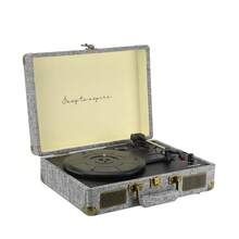 复古蓝牙转盘 VC400，黑胶唱片播放器和数字化仪，2 个内置扬声器，手提箱设计✅ 24/48 小时送货 - 灰色 - 查看 3