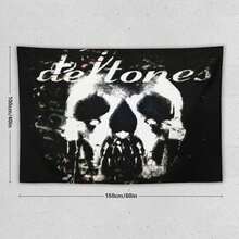 1PC Deft-Ones Metal Band Album Tapestry Wall Decoration, Art Home Decoration Suitable For Bedrooms, Living Rooms, Balconies - For Fans, Providing Unique Gifts, Room Flags And Door Curtains Decoration Background Arrangement - 1PC - 查看 11