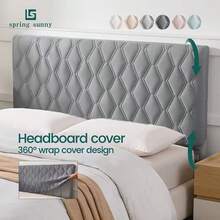 1pc Plush Headboard Cover, Ultra Soft Headboard Cover, Ultra Soft Quilted Headboard Cover, Thickened Solid Color Bed Dust Cover - Grey - View 8