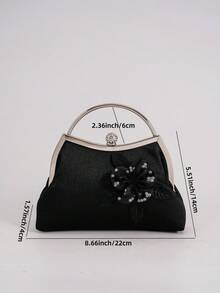 Bolsa clutch elegante com laço brilhante - Estilo deslumbrante Y2K, ideal para festas, casamentos, galas, eventos formais e festivais de música | Presente perfeito para mulheres, adolescentes e universitárias, combina perfeitamente com acessórios de formatura. - Preto - Ver 11