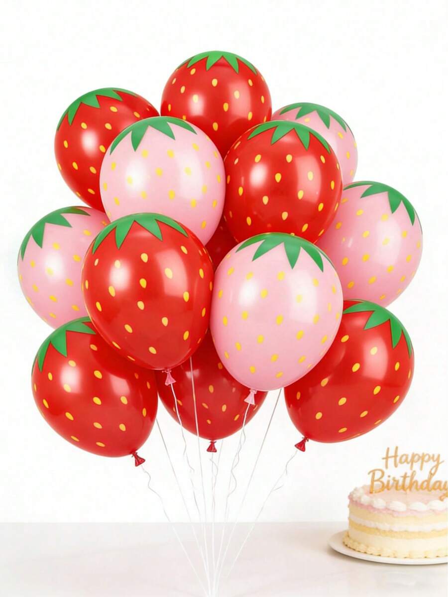 10 quả bóng bay cao su in hình trái cây kích thước 30cm, bóng bay dâu tây đỏ và hồng, không cần nguồn điện, thích hợp cho các bữa tiệc ngày lễ, tiệc mùa hè, tiệc trong nhà/ngoài trời, họp mặt gia đình, tiệc sinh nhật, phù hợp với bộ trang trí bóng bay, giá đỡ cổng bóng bay, tiệc trái cây Hawaii, tiệc độc thân, lễ đính hôn, đám cưới, trang trí Ngày của Mẹ. - Đỏ - Xem 1