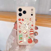 Funda para Teléfono: Nuevos Productos de Primavera, Funda Estética con Diseño de Conejito Blanco Lindo y Frutal para iPhone 17 Pro Max 16 11 15 14 13 12 Pro Max Plus, Regalos Populares para Adolescentes - Beis - Ver 4