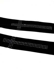 女士天鹅绒水晶十字闪亮紧身裤 - 钻石亮片和亮片闪耀，哥特式个性打底裤，适合派对、锐舞派对和魅力之夜 - 黑色 - 查看 6