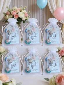 1set/6sets/12sets Mermaid Seashell Keychain Party Favors Shell Or Star-Shaped Keychain With Thank You Tags & Organza Gift Bags, Beach Wedding Bridal Shower Bachelorette Birthday Gifts - Pearl Shell Keychain - View 3