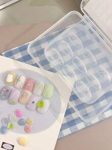 1个硅胶美甲模具，可爱卡通纽扣熊和星星图案，多功能美甲雕刻模具，美甲师必备工具 - 無色 - 查看 7