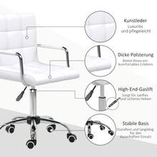 Sorruder Bürostuhl im Retrodesign, höhenverstellbar, 5 Rollen, 52,5 cm x 54 cm x 99 cm, Weiß - Verschiedenfarbig - Übersicht 6