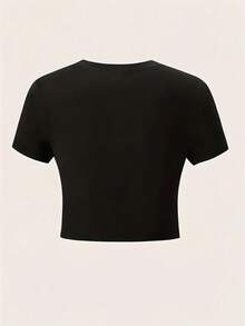 Women's Casual Neck Cropped T-ShirtI'm Gayer Than I Look LGBTQ+ Pride Crop Top - Short Sleeve Fitted Black T-Shirt, Comfortable Casual/Daily/Party W - 黑色 - 查看 2