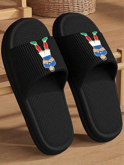 Dép lê nam màu đen kẻ sọc thời trang, chất liệu EVA, đế dày, thoải mái, kháng mùi, nhanh khô, phù hợp cho cả trong nhà và ngoài trời, đi biển, unisex (khuyến nghị đặt mua lớn hơn một size để vừa vặn hơn).