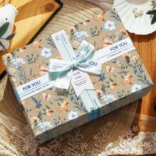 80gsm Thicker Floral & Butterfly Pattern Kraft Paper Roll, 43cm X 10m, Gift Wrapping Paper For Birthday, Friendship Party, General Gift Decoration - Flower + Butterfly -10m - View 5