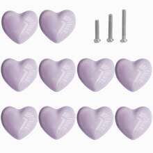 1/2/3/5/6/8/10/12/15/20pcs Ceramic Drawer Knobs Heart Shape Cabinet Dresser Pulls Handles With 3 Sized Screws, Kitchen Furniture Knobs For Closet Cupboard Wardrobe - Purple - View 1