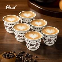 shoxil 6件套中东风格茶杯/咖啡杯，沙特骆驼图案，沙特风格茶杯，适合家庭使用、送礼、咖啡、茶室，斋月、宰牲节和开斋节期间使用。 - 6 杯 - 查看 4
