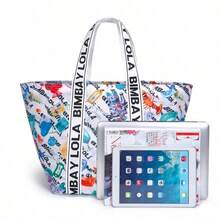 Niche Spanish BIM Fashion Print Oversized Tote Bag - 白色 - 查看 4