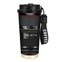 1pc Mini Camera/350ml Lens Shaped Insulated Coffee Mug, Suitable For Outdoor Travel, Camping And Back To School - Black - View 12