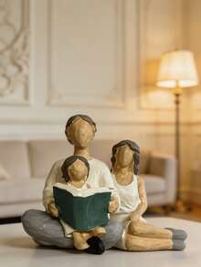 1pc Warm Family Reading Sculpture, Exquisite Hand-Painted Resin Sculpture Decor. Perfectly Adds A Cozy And Intimate Atmosphere To Your Living Room Shelf, Bedroom Nightstand Or Office Desk. An Ideal Housewarming Gift For New Parents Or A Meaningful Anniversary Gift To Celebrate Family Bonds. This Elegant Ornament Brings Warmth And Joy To Your Home Space. - A - View 16