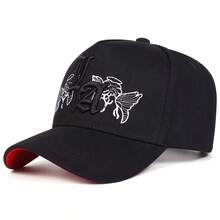 1pc Men's Gothic LA Trucker Hat, Personalized Letter Magician Embroidery Baseball Cap, Street Fashion 5-Panel Hat, Outdoor Sun Protection Casual Cap For Spring/Autumn Travel, Beach Vacation - Black - View 15