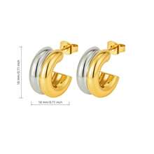 High Quality 316L Stainless Steel Hypoallergenic Golden Earrings, Double Ball Inner Groove Circular Earrings In Gold & Silver Color, Anti-Fading, Comfortable & Versatile, Minimalist & Elegant, Suitable For Daily Wear Or Parties, Fashion Jewelry, Exquisite Gift For Women - Golden - View 9