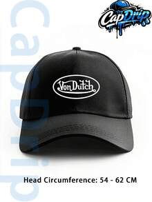 Black 1pc Unisex Von-Dutchs Print Baseball Cap, Hat, Curved Brim, Dad Cap.Suitable Daily Use And Outdoor Activities.Outdoor Adjustable Cap.Spring-Summer Travel, Tourism, Beach Vacation Hat. - Đen 2 - Xem 4