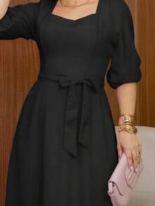 Aurora Boho Midi Dress With 3/4 Godet Sleeves, Christian Fashion - màu đen - Xem 5