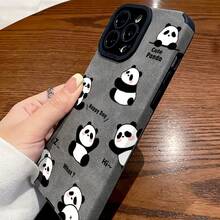 Funda de teléfono de piel sintética con diseño de panda lindo para iPhone 17/17PRO/17 Pro Max/17air/16/16 PRO/16 Pro Max/15/15 Pro/15 Pro Max/14/14 PRO/14 Pro Max/13/13 Pro/13 Pro MAX/12/12 Pro/12 Pro Max/11/11 Pro Maxplus - Negro - Ver 6