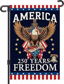 250 Year American Anniversary Flag, 250th Anniversary Usa Flag 1776-2026 Semiquincentennial Commemorative Patriotic Banner With Eagle Design 4th Of July Singel-Sided/Double-Sided Garden Flag For Outside 12x18 Inch - 樣式1 - 查看 10