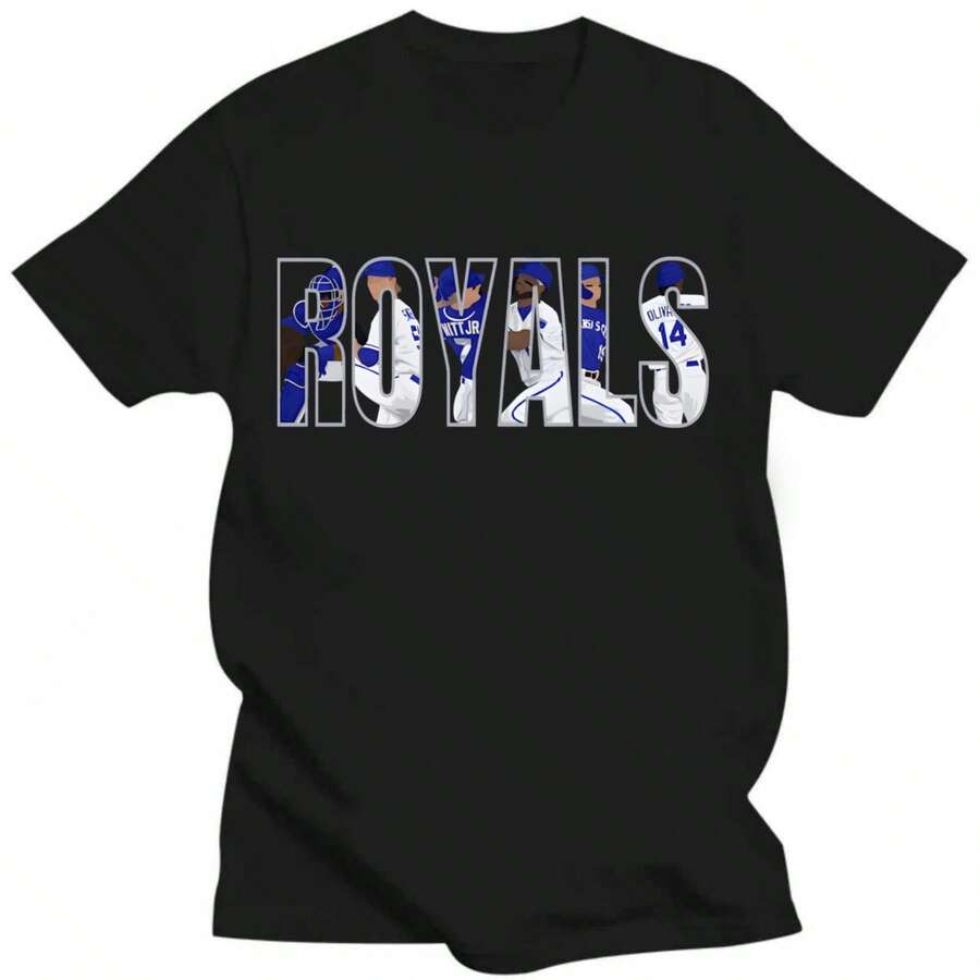Adult C Omfort Colors Tee Royals Baseball Kansas City Shirt, Game Day Outfit, KC Gear, Blue, Gift, Short Sleeve TShirt, Silver Outline 2 - màu đen - Xem 1