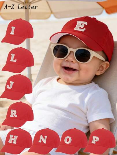 1pc A-Z 26 Letters Baseball Cap, Toddler Girls Outdoor Sun Hat, 1-3 Years Old