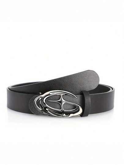 1pc Hollow Faux Leather Punk Belt For Men - Y2K Fashionable Accessory For Personal Style