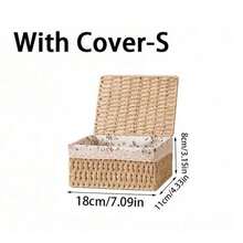 3pcs (S+M+L) Covered And Uncovered 2 Styles, 1pc Bohemian Woven Desktop Storage Basket, Suitable For Keys And Small Items, Coffee Table Storage Basket Set, Can Store Cosmetics, Keys, Snacks, Living Room, Foyer, Home, Woven Box, Decorative Storage Basket, Holiday Decor Gift Storage, Reusable Storage Rack Basket, Suitable For Stationery, Wardrobe, Toys, Cosmetics Storage, Desktop Organizer Basket, Ideal Gift Basket - Butterfly - View 15