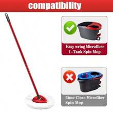 Spin Mop Replacement Head For OCeda EasyWring Microfiber Spin Mops 2 Microfiber Mop Refills 4-Section 30-To-58 Inch Mop Replacement Stick And 1 Base Combo Set White(1 Tank System - Red - View 4