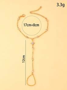 1 pièce Chaîne de main avec cristal en forme d'étoile octogonale dorée à la mode, accessoire de bijoux pour femmes, cadeau pour les vacances d'été à la plage - Doré - Voir 6