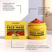 100g Mascarilla facial de arcilla roja iluminadora, hidrata y nutre profundamente, previene la sequedad, suaviza y aclara la piel - Arcilla roja - Ver 9